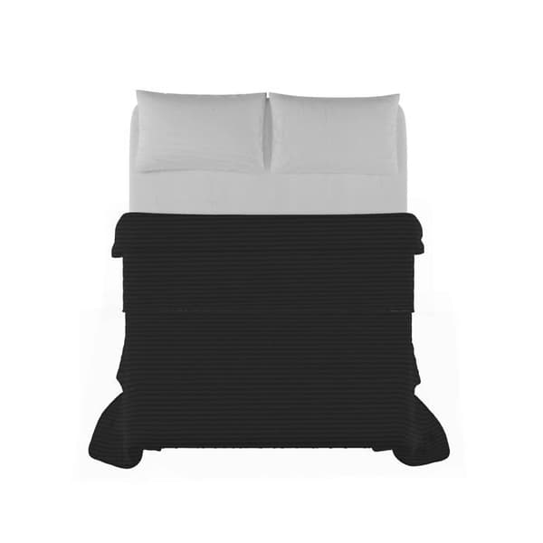 Satin Duvet - QSTNERO2P - Randigt Sommartäcke Svart, Dubbel, Polyester, 260x250 cm