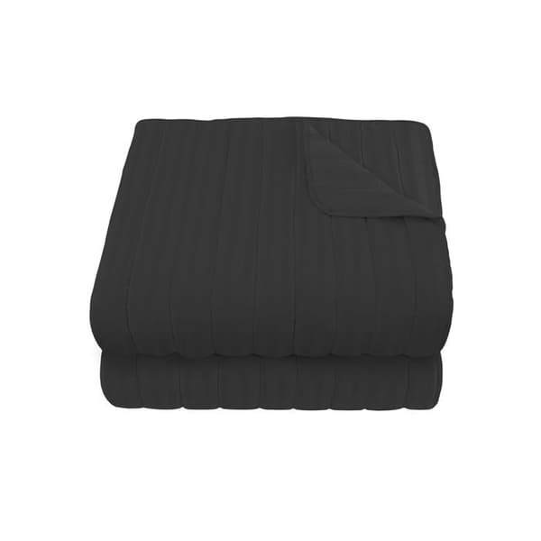 Satin Duvet - QSTNERO2P - Randigt Sommartäcke Svart, Dubbel, Polyester, 260x250 cm