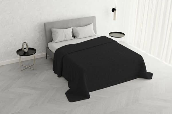 Satin Duvet - QSTNERO2P - Randigt Sommartäcke Svart, Dubbel, Polyester, 260x250 cm