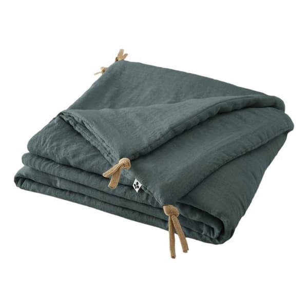 Quilt eller quiltad gavel 90 x 200 cm "Soline" Tvättat linne - Soline Slate