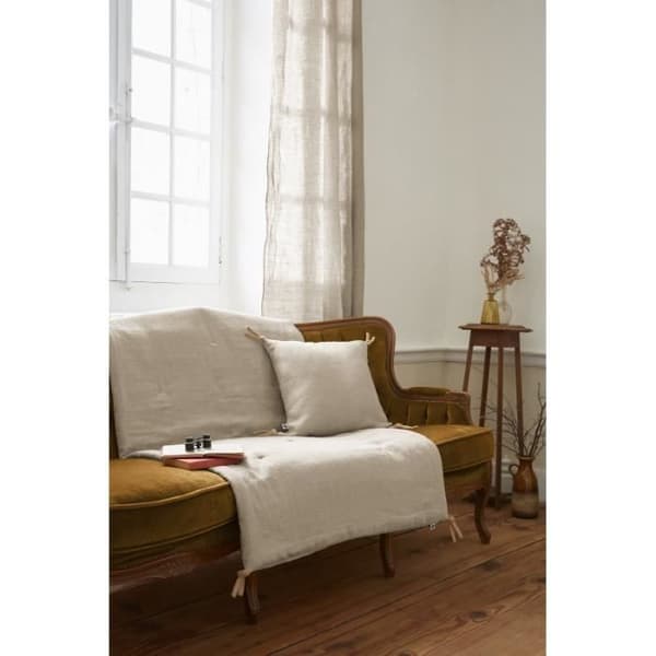 Quilt eller quiltad gavel 90 x 200 cm "Soline" Tvättat linne - Soline Sand