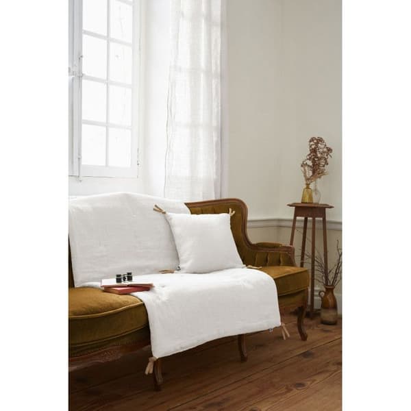 Quilt eller quiltad gavel 90 x 200 cm "Soline" Tvättat linne - Soline Craie