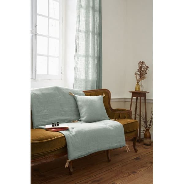 Quilt eller quiltad gavel 90 x 200 cm "Soline" Tvättat linne - Soline Eucalyptus