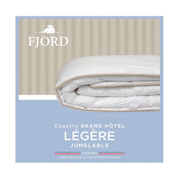 Couette "Fjord Grand Hotel" Légère Jumelable Satin av bomull rutig Lestra - Vit - 220 x 240 cm för 2-personers säng