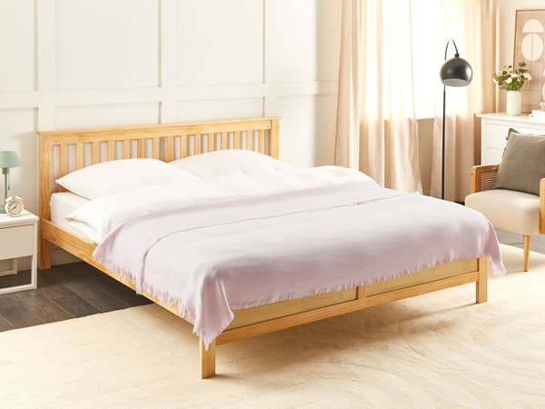 Päiväpeite vaaleanpunainen puuvilla 150 x 200 cm hapsut klassinen tyyli