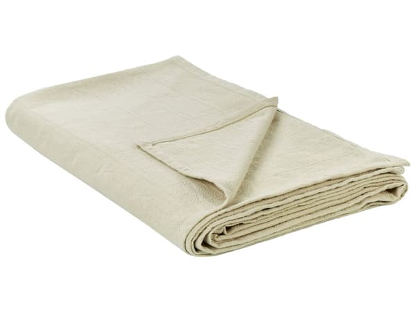 Överkast Beige Bomullstyg 150 x 200 cm Mönster Dekorativ Pläd Sängkläder Klassisk Design Sovrum