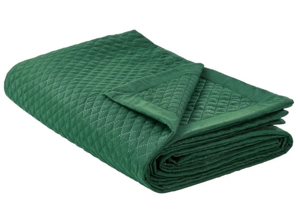 Päiväpeitto vihreä polyesteri kangas 200 x 220 cm tikattu klassinen tyyli
