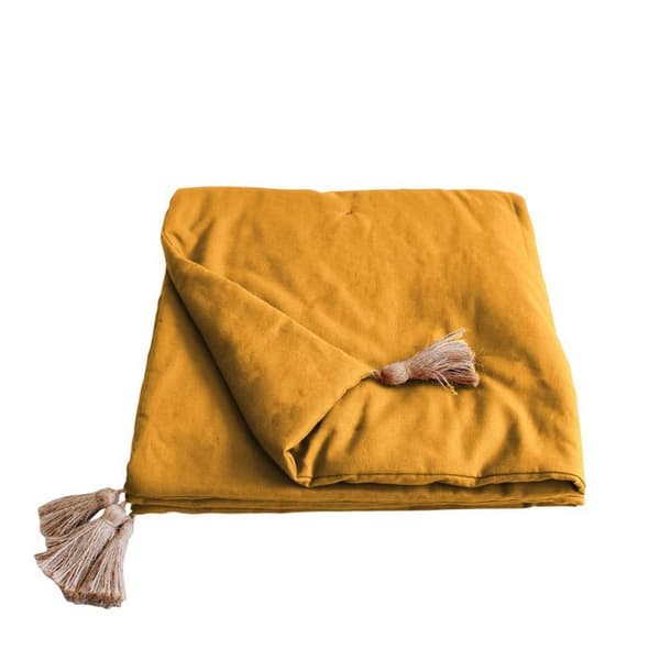 Edredon - HEMMA MAISON - Panama - Senap - 90 x 190 cm - Jutepomponer