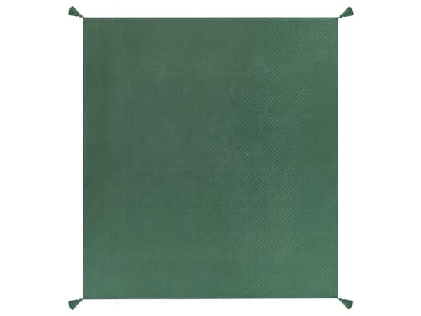 Överkast Grön Bomull 220 x 200 cm med Tofsar Dekorativ Pläd Sängkläder Sovrum