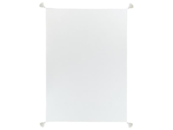 Överkast Off-White Bomull 150 x 200 cm med Tofsar Dekorativ Pläd Sängkläder Sovrum