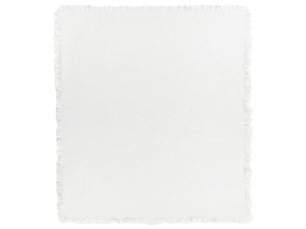 Överkast Vit Bomull 220 x 240 cm med Volang Dekorativ Pläd Sängkläder Sovrum