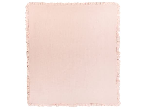 Sengeteppe Pastellrosa Bomull 220 x 200 cm med Volang Dekorativt Pledd Sengetøy Soverom