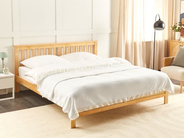 Sengeteppe Hvit Bomull 220 x 200 cm med Volang Dekorativt Pledd Sengetøy Soverom