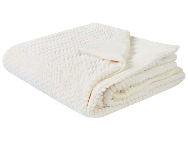 Sengeteppe Hvit 200 x 220 cm Polyester Pelsmønstret mønster Dekorativt Sengeteppe Klassisk Design Soverom