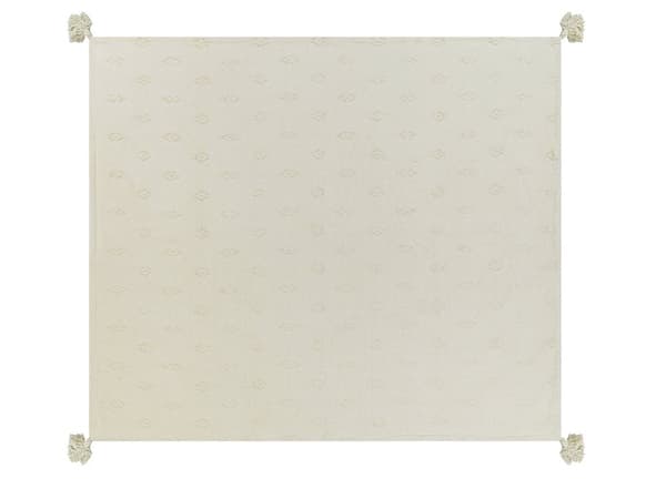 Sengeteppe Beige Chenille Bomullsstoff 200 x 220 cm med Dusker Dekorativt Kaste Sengetøy Klassisk Design Soverom