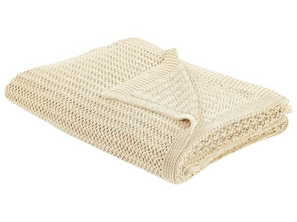Sengeteppe Beige Bomull 150 x 200 cm Dekorativt Sengetøy med Klassisk Design Soverom