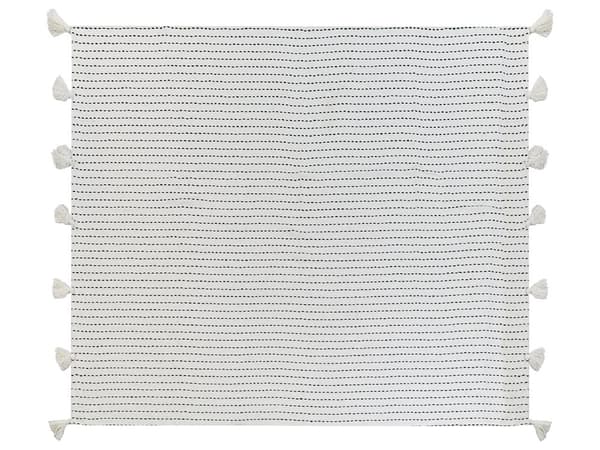 Sengeteppe Off-White Bomullsstoff 220 x 240 cm med Dusker Dekorativt Sengetøy Klassisk Design Soverom