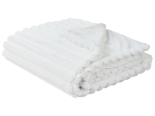 Dekorativ Sängpläd Vit Polyester 150 x 200 cm Mjukt tyg Sovrum
