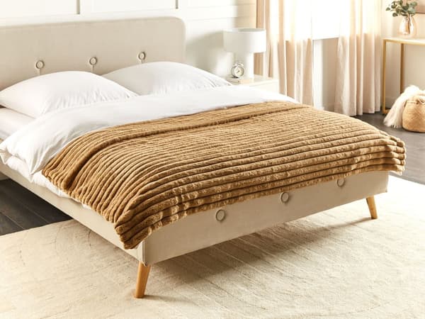 Dekorativ Sängpläd Ljusbrun Polyester 150 x 200 cm Mjukt tyg Sovrum