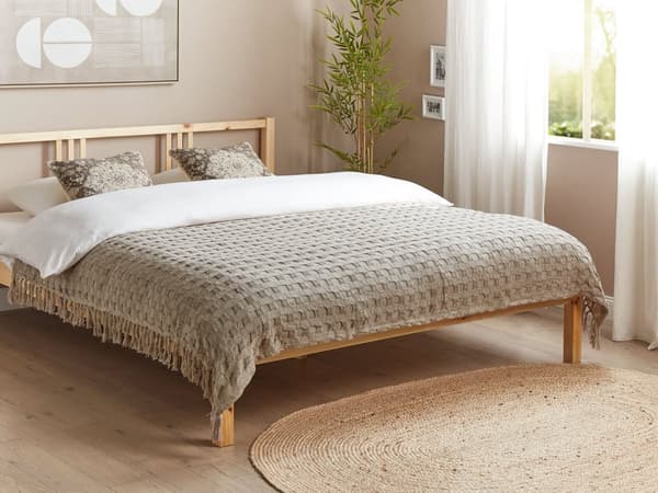 Päiväpeitto ruskeanharmaa puuvilla 150 x 200 cm kudottu konepestävä kuvioitu hapsuilla perinteinen