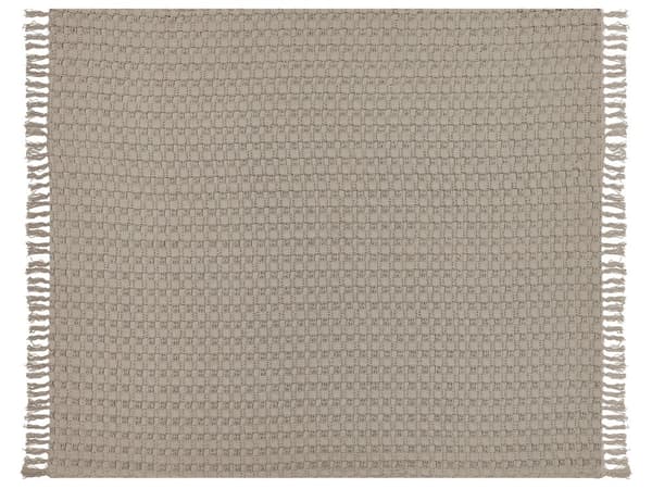 Sengeteppe Taupe Bomull 220 x 240 cm Frynser Klassisk design Soverom Tekstiler Pledd