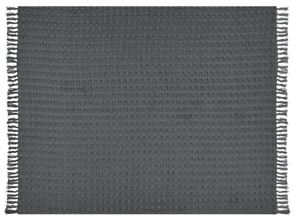 Sengeteppe Mørkegrå Bomull 150 x 200 cm Frynser Klassisk design Soverom Tekstiler Pledd
