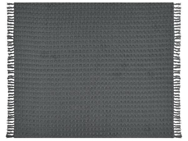 Sengeteppe Mørkegrå Bomull 220 x 240 cm Frynser Klassisk design Soverom Tekstiler Pledd