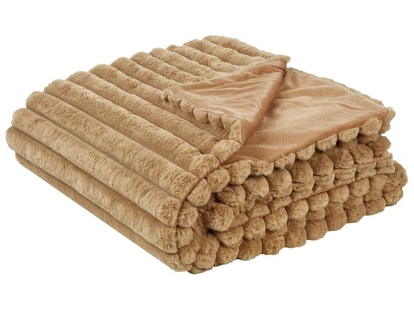 Dekorativ Sängpläd Ljusbrun Polyester 200 x 220 cm Mjukt tyg Sovrum