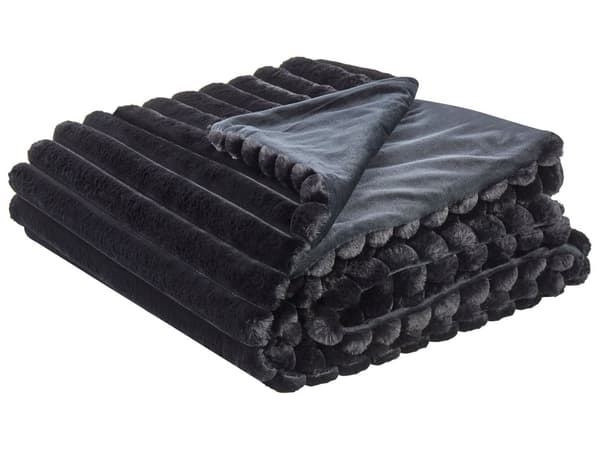 Dekorativ Sängpläd Svart Polyester 200 x 220 cm Mjukt tyg Sovrum