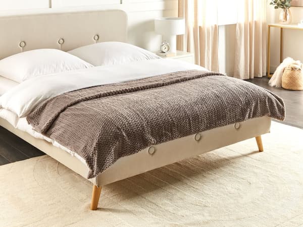 Överkast Brun 150 x 200 cm Polyester Lurvig Präglat Mönster Dekorativ Kasta Sängkläder Klassisk Design Sovrum