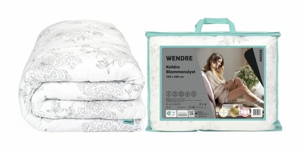 Blommenslyst dyne 140x200 helårs microfiber hvidt blomstermønster Wendre