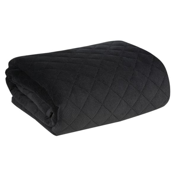 Dekorativt sengetæppe 170x210 Milo sorte romber velourgeometri Eurofirany
