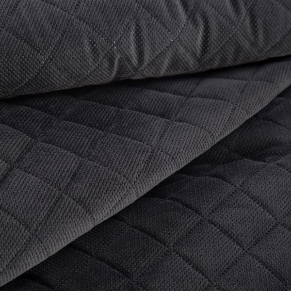 Dekorativt sengetæppe 170x210 Milo sorte romber velourgeometri Eurofirany