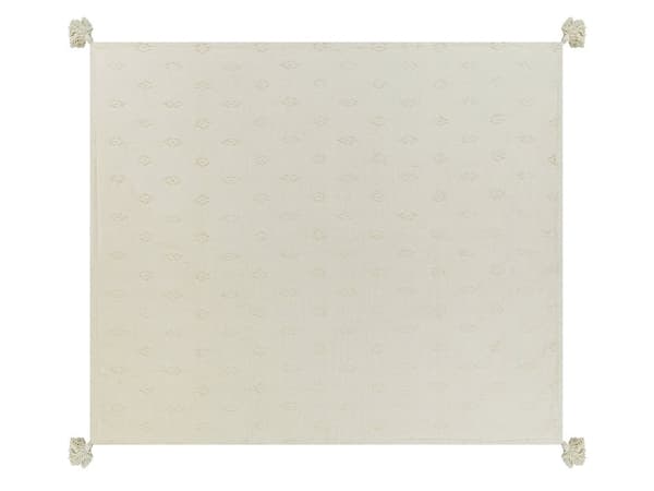 Överkast Beige Chenille Bomullstyg 220 x 240 cm med Tofsar Dekorativ Pläd Sängkläder Klassisk Design Sovrum