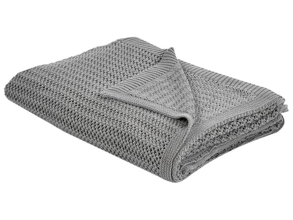 Överkast Grå Bomullstyg 150 x 200 cm Dekorativ Pläd Sängkläder Klassisk Design Sovrum
