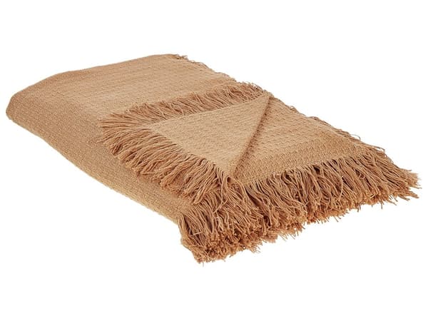 Överkast Brun Bomullstyg 220 x 240 cm med tofsar Dekorativ Pläd Sängkläder Klassisk Design Sovrum