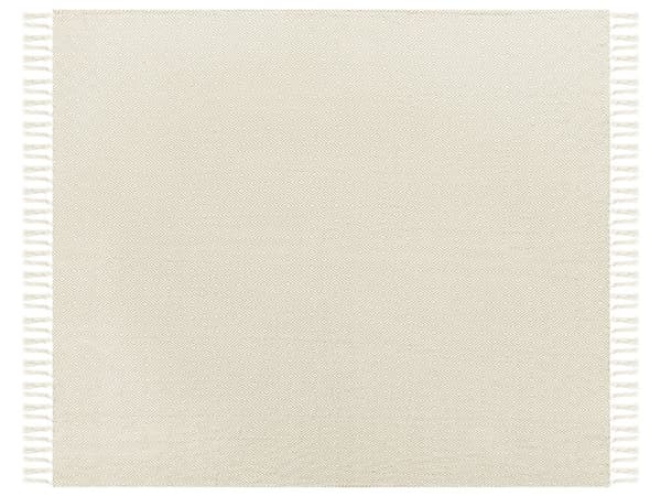 Päiväpeite vaalea beige puuvilla 200 x 220 cm hapsut geometrinen salmiakkikuvio