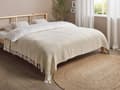 Pikkukuva 2 / 5: Päiväpeite vaalea beige puuvilla 200 x 220 cm hapsut geometrinen salmiakkikuvio