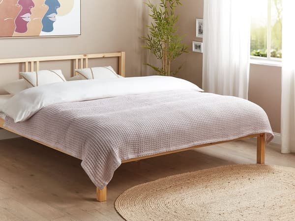Sengeteppe Rosa Bomull 150 x 200 cm Vaffeltekstur Tekstiler Soverom Pledd
