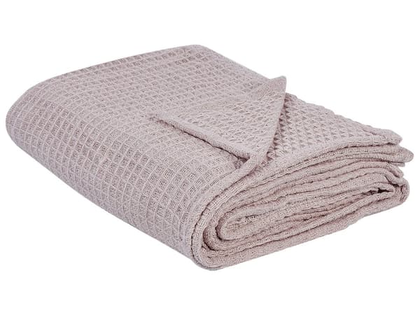 Överkast Pastellrosa Bomull 200 x 220 cm Våffelmönster Sängöverkast Vardagsrum Sovrum Textilier