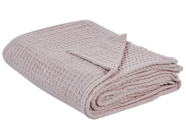 Överkast Pastellrosa Bomull 150 x 200 cm Våffelmönster Sängöverkast Vardagsrum Sovrum Textilier