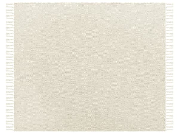 Sängöverkast Ljus Beige Bomull 200 x 240 cm med Tofsar Vardagsrum Sovrum Textilier