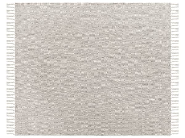 Sängöverkast Taupe Bomull 200 x 220 cm med Tofsar Vardagsrum Sovrum Textilier