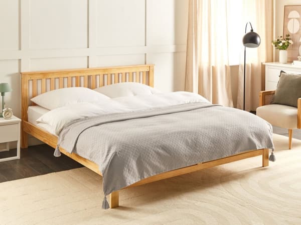 Sengeteppe Taupe Bomull 150 x 200 cm med dusker Dekorativt Teppe Soverom