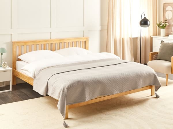 Överkast Taupe Bomull 220 x 200 cm Tofsar Dekorativt Sängkläder Sovrum