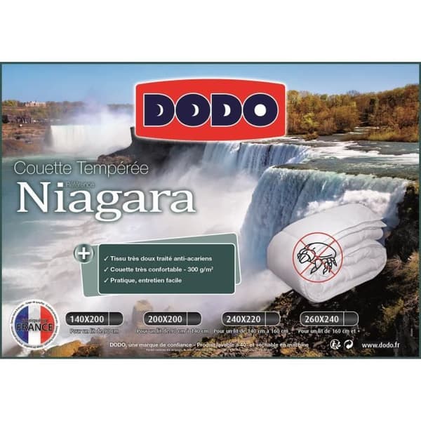 DODO NIAGARA antidammkvalsterhärdat 300g/m² täcke 240x260 cm vit