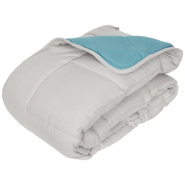 Varmt tvåfärgat täcke Microfiber Range "Cocoon Non-fire" Toison d'or - Cocoon Galet Lac - 200 x 200 cm för 120 cm säng