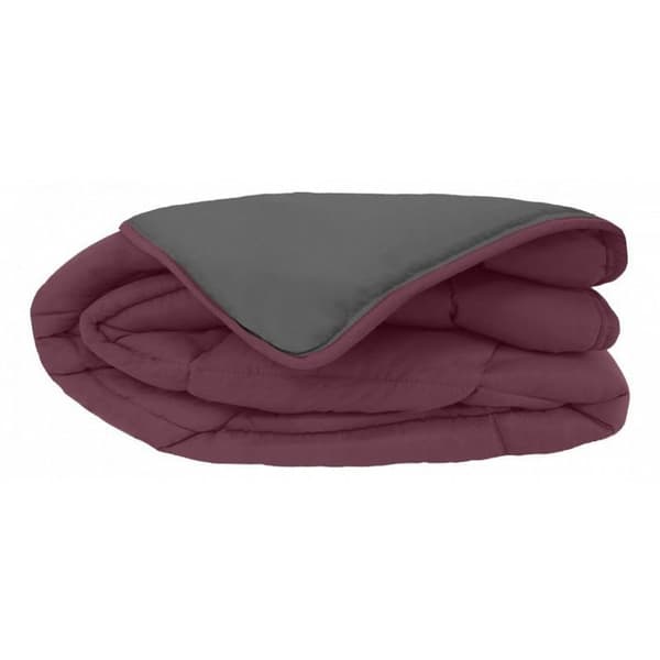 Tvåfärgat varmt täcke Microfiber Range "Cocoon Non-fire" Toison d'or - Cocoon Plum Steel - 200 x 200 cm för 120 cm säng