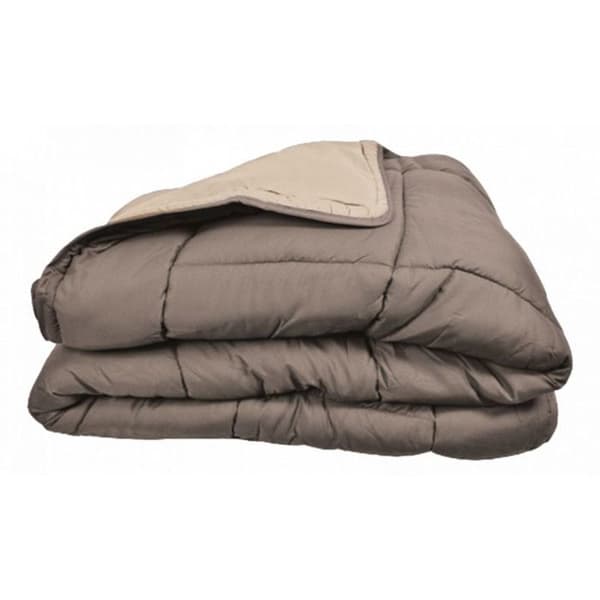 Varmt tvåfärgat täcke Microfiber Range "Cocoon Non-fire" Toison d'or - Cocoon Taupe Linne - 160 x 220 cm för enkelsäng