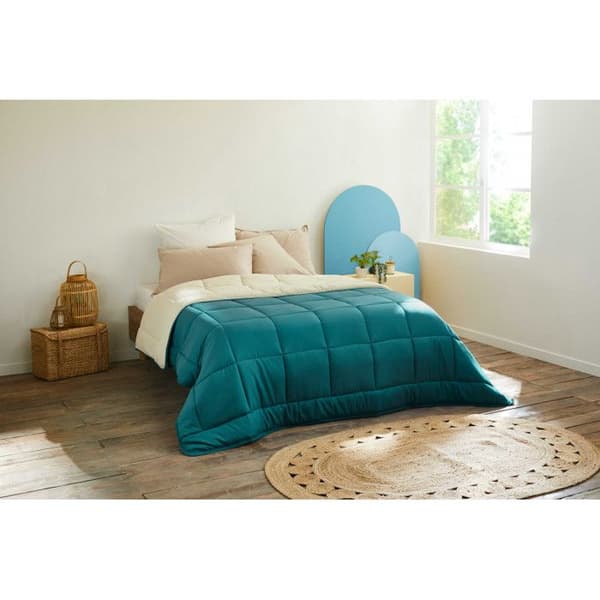 Tvåfärgat varmt täcke Microfiber Range "Non-fire Cocoon" Toison d'or - Peacock Blue cocoon - 200 x 200 cm för 120 cm säng